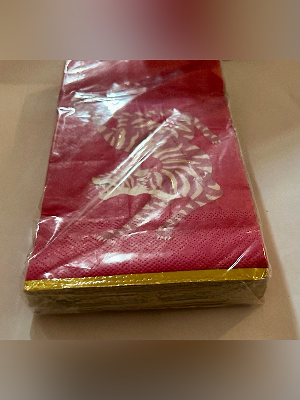 New 100 Pink Tiger Guest Napkins 4 5/8” x 7 13/16” made in Vietnam - Picture 10 of 13